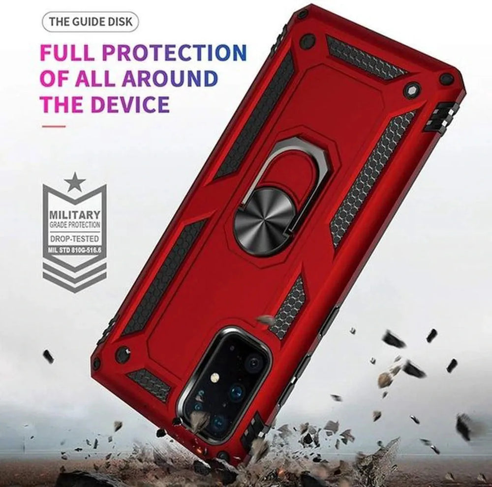 Samsung Galaxy A51 Hoesjes – Rugged Ring Armor Backcover – Schokbestendig – Rood-Ilumina Benelux