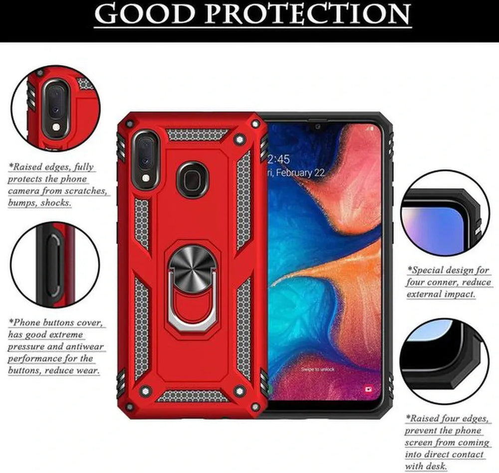 Samsung Galaxy A40 Hoesjes – Rugged Ring Armor Backcover – Schokbestendig – Ringhouder – Goud-Ilumina Benelux
