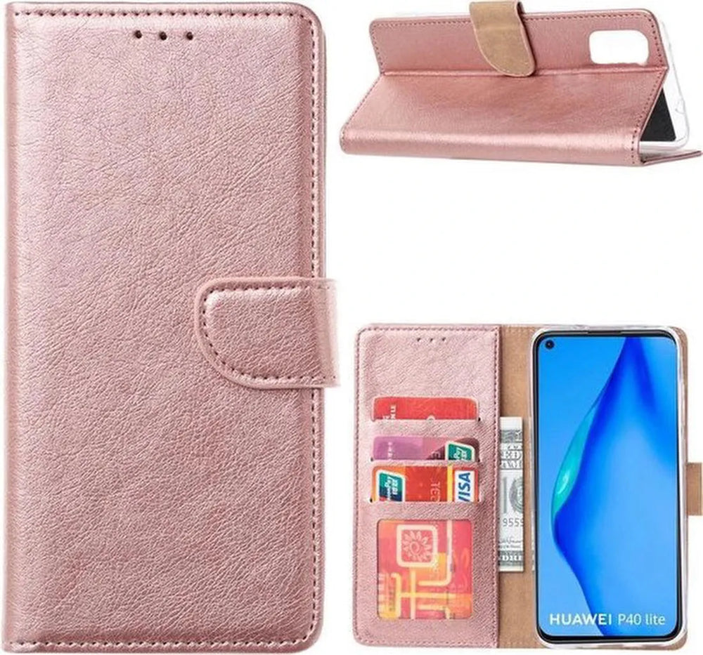 Realme X50 5G Hoesjes – Bookcase Portemonnee Hoes – Pasjeshouder – Magneetsluiting – Roségoud-Ilumina Benelux