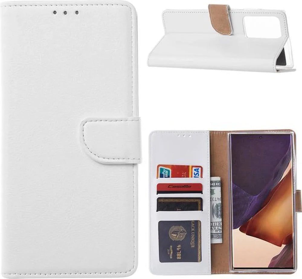 Samsung Galaxy Note 20 Ultra Hoesjes – Bookcase Portemonnee Hoes – Pasjeshouder – Magneetsluiting – Wit-Ilumina Benelux