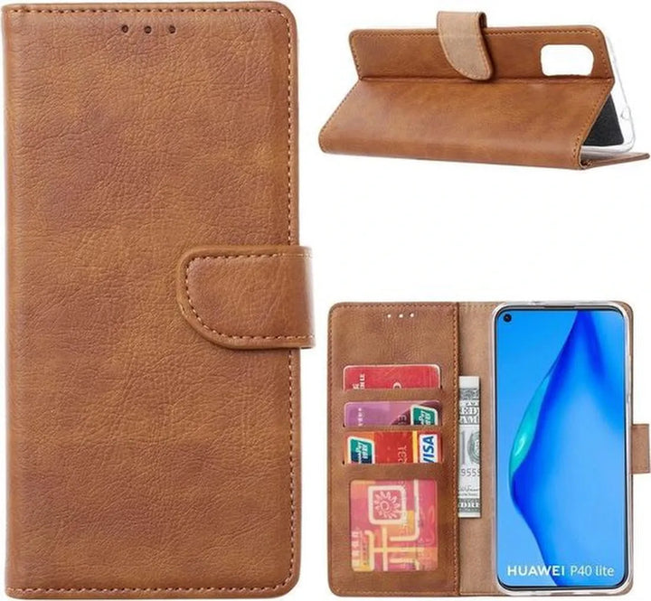 Xiaomi Realme X50 5G Hoesjes – Bookcase Portemonnee – Pasjeshouder – Magneetsluiting – Lichtbruin-Ilumina Benelux