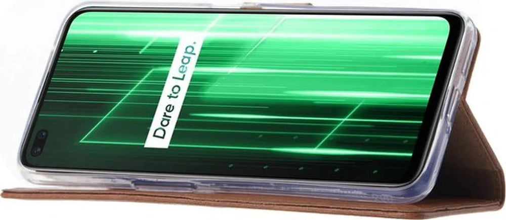 Xiaomi Realme X50 5G Hoesjes – Bookcase Portemonnee – Pasjeshouder – Magneetsluiting – Lichtbruin-Ilumina Benelux