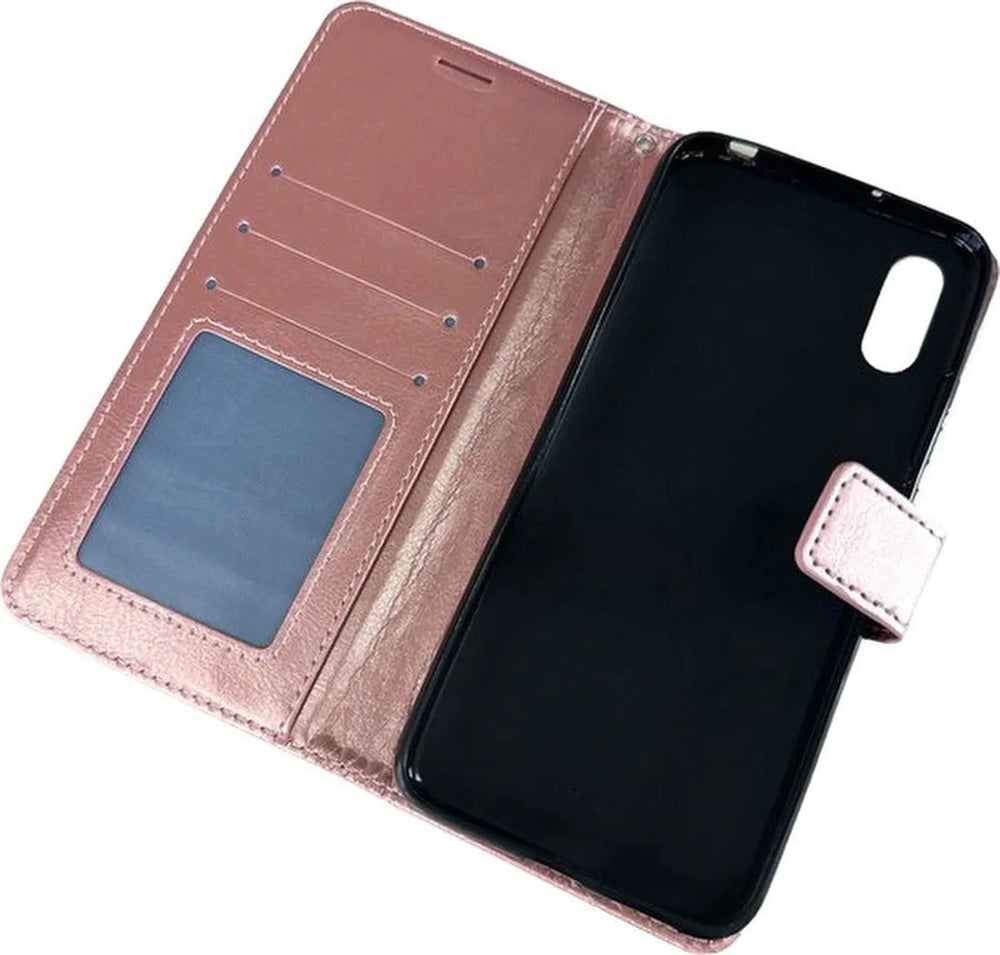 Xiaomi Redmi 9A/9AT Hoesjes – Bookcase Portemonnee Hoes – Pasjeshouder – Magneetsluiting – Roségoud-Ilumina Benelux