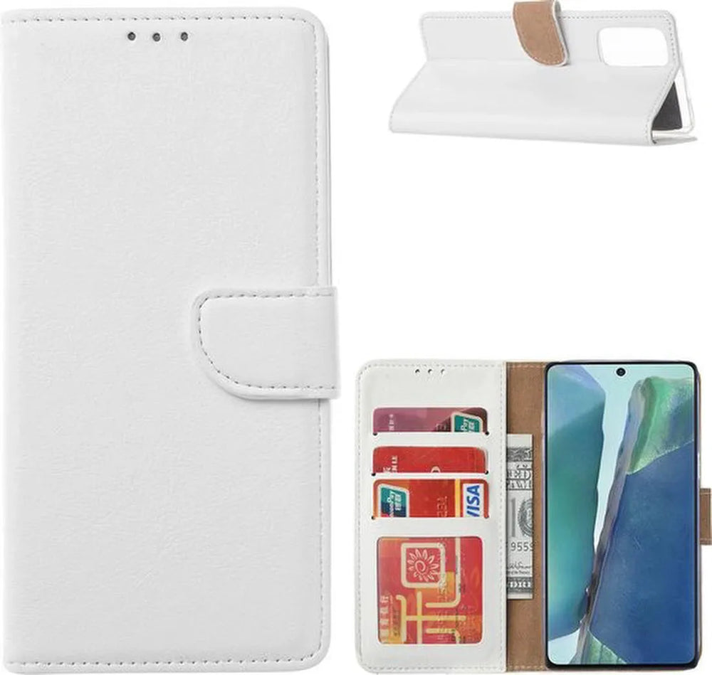 Samsung Galaxy Note 20 Hoesjes – Bookcase Portemonnee Hoes – Pasjeshouder – Magneetsluiting – Wit-Ilumina Benelux