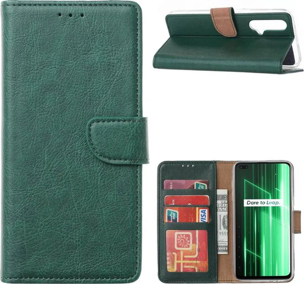 Realme X50 5G Hoesjes – Portemonnee Hoes – Pasjeshouder – Magneetsluiting – Groen-Ilumina Benelux
