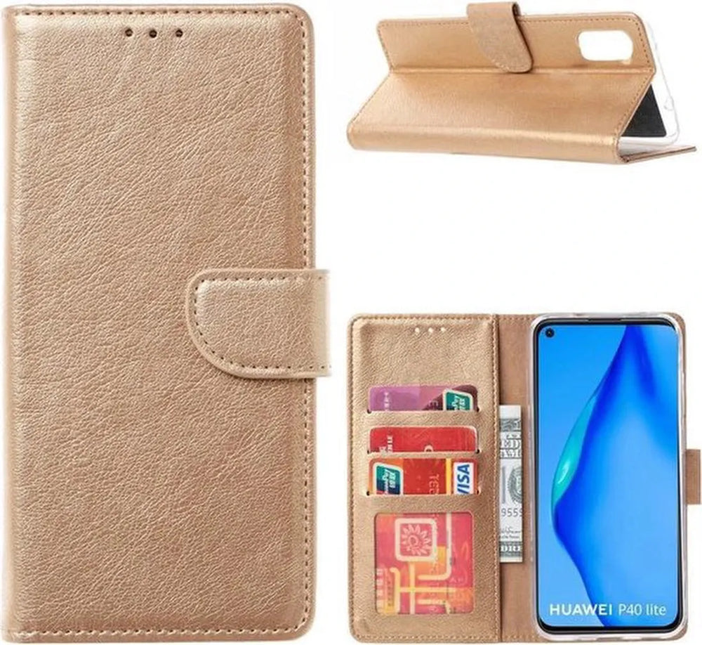 Realme X50 5G Hoesjes – Portemonnee Hoes – Magneetsluiting – Pasjeshouder – Goud-Ilumina Benelux
