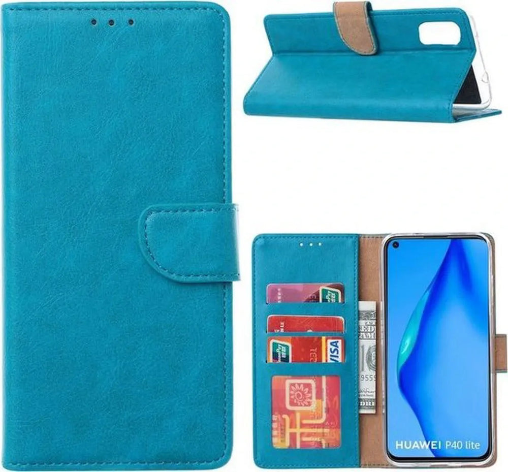 Realme X50 5G Hoesjes – Bookcase Portemonnee Hoes – Pasjeshouder – Magneetsluiting – Turquoise-Ilumina Benelux
