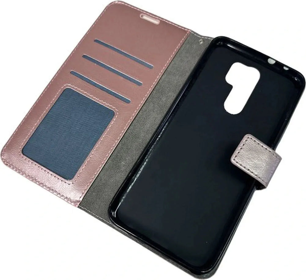 Xiaomi Redmi 9 Hoesjes – Bookcase Portemonnee Hoes – Pasjeshouder – Magneetsluiting – Roségoud-Ilumina Benelux