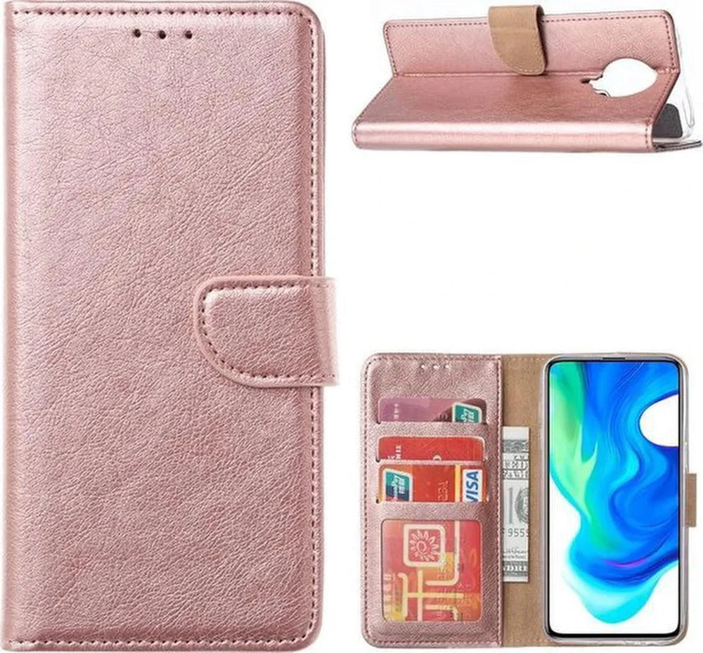 Xiaomi Poco F2 Pro Hoesjes – Portemonnee Hoes – Pasjeshouder – Magneetsluiting – Roségoud-Ilumina Benelux