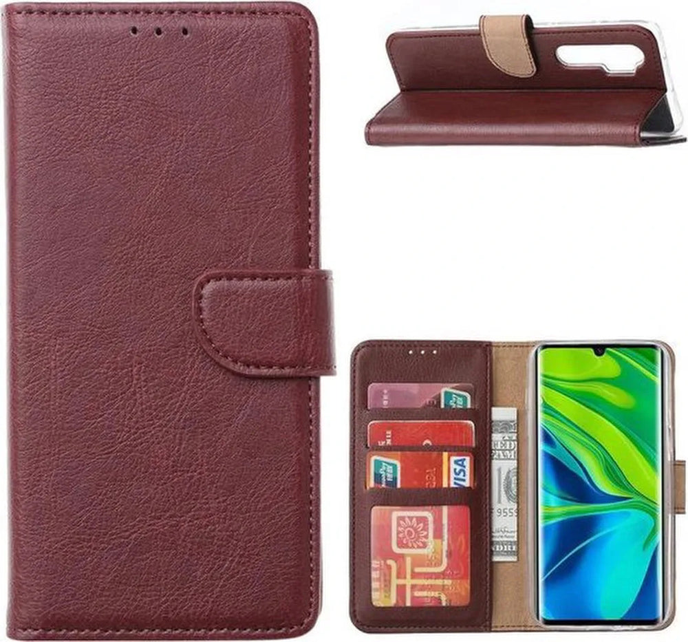 Xiaomi Mi Note 10 Lite Hoesjes – Portemonnee Hoes – Pasjeshouder – Magneetsluiting – Wijnrood-Ilumina Benelux