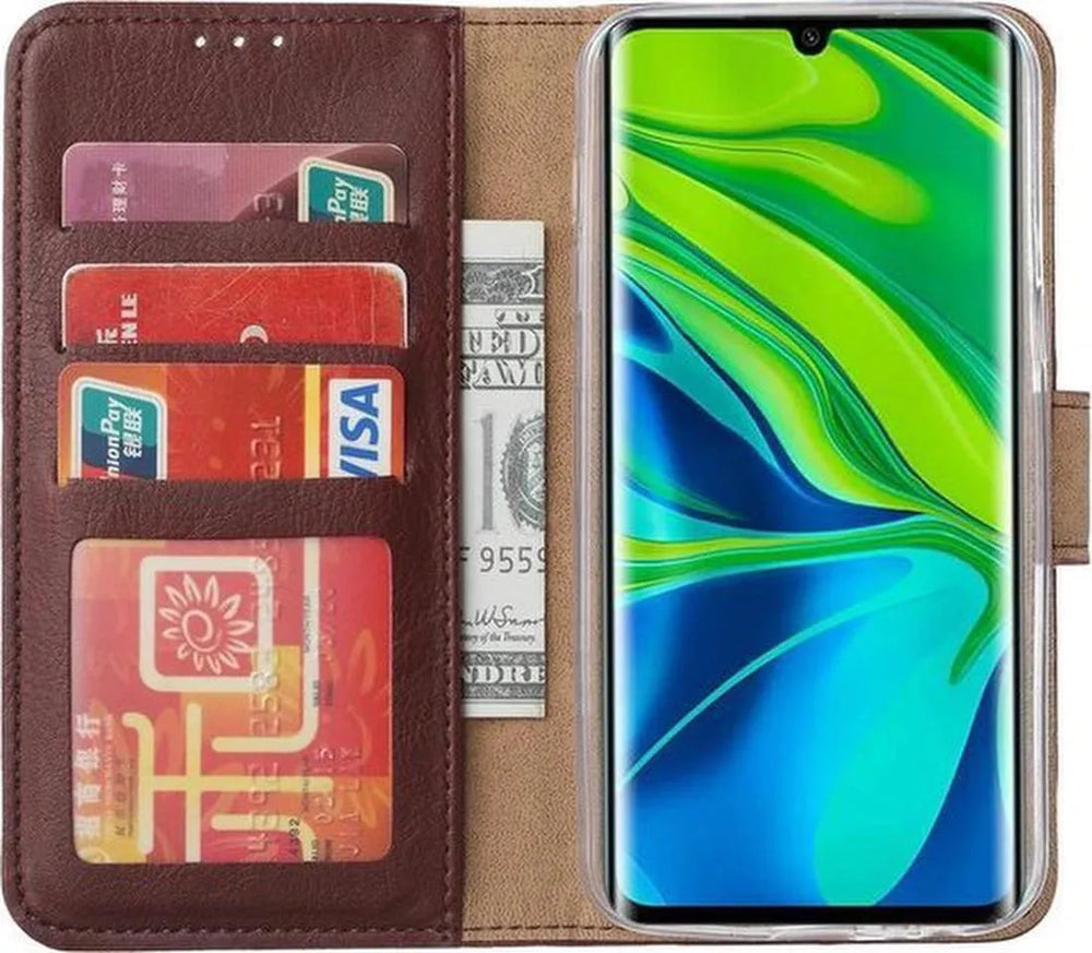Xiaomi Mi Note 10 Lite Hoesjes – Portemonnee Hoes – Pasjeshouder – Magneetsluiting – Wijnrood-Ilumina Benelux