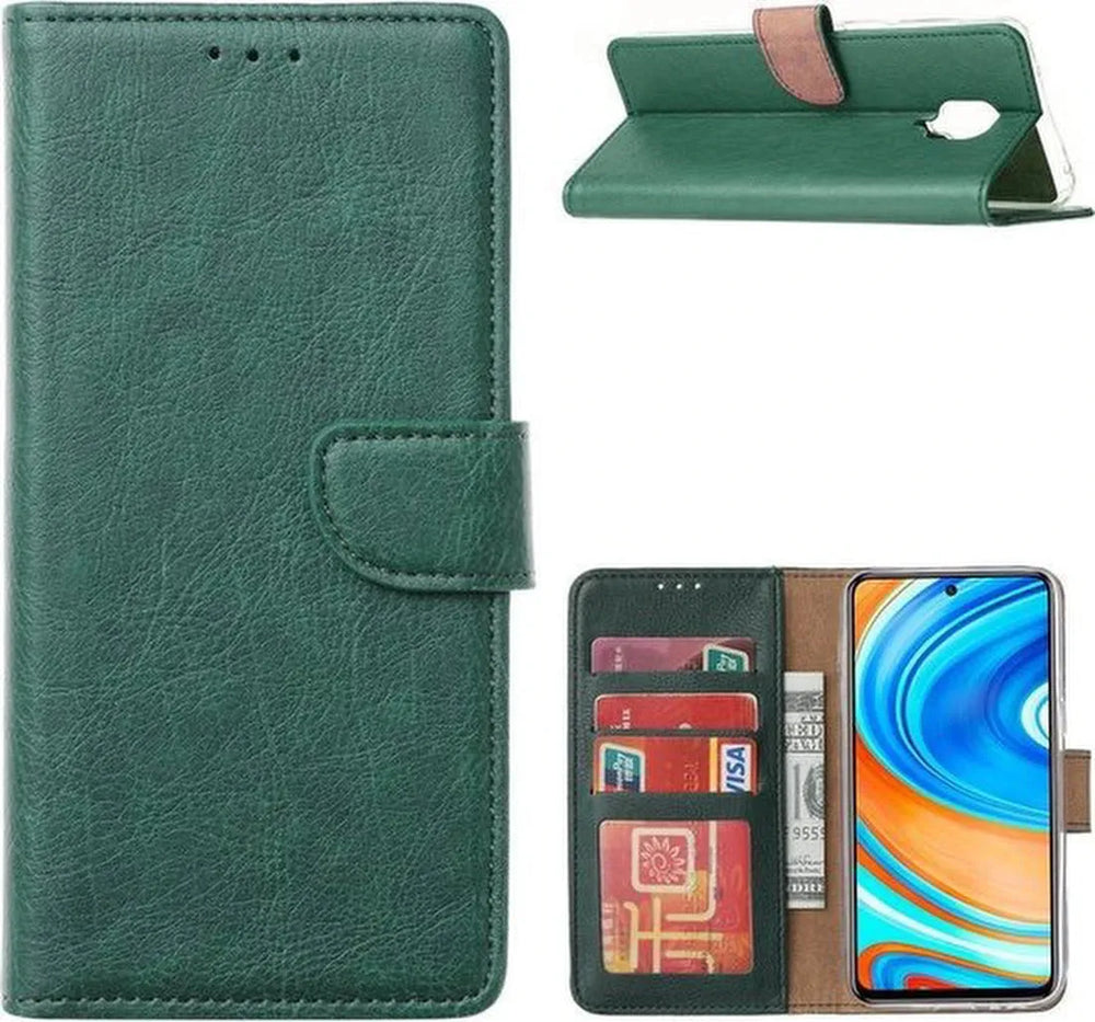 Xiaomi Redmi Note 9 Pro/9S Hoesjes – Portemonnee Hoes – Bookcase – Pasjeshouder – Groen-Ilumina Benelux