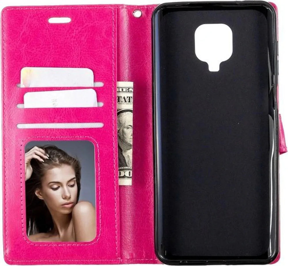 Xiaomi Redmi Note 9 Pro / Note 9S Hoesjes – Bookcase Portemonnee Hoes – Pasjeshouder – Magneetsluiting – Roze-Ilumina Benelux