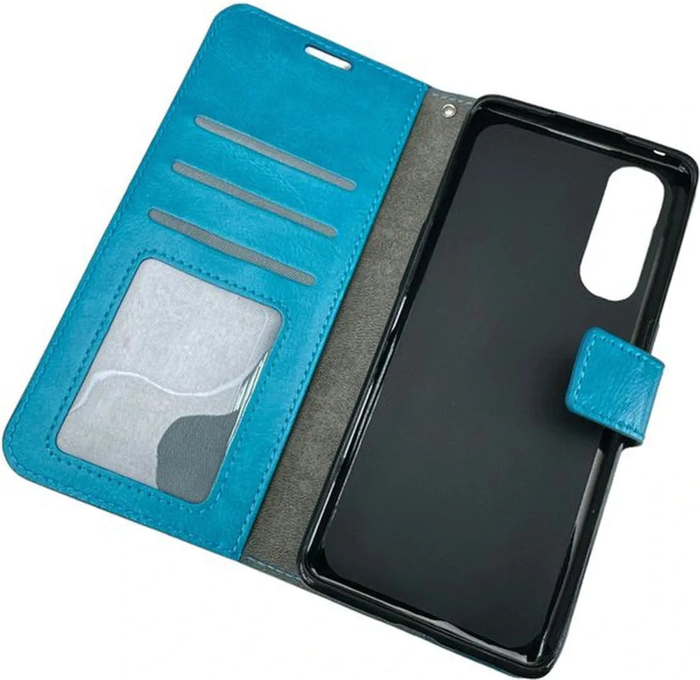 Oppo Find X2 Neo Hoesjes – Portemonnee Bookcase – Pasjeshouder – Magneetsluiting – Turquoise-Ilumina Benelux