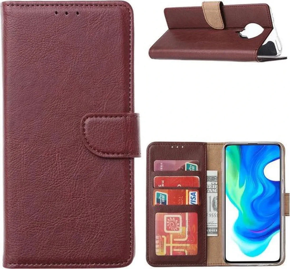 Xiaomi Poco F2 Pro Hoesjes – Portemonnee Bookcase – Pasjeshouder – Magneetsluiting – Wijnrood-Ilumina Benelux