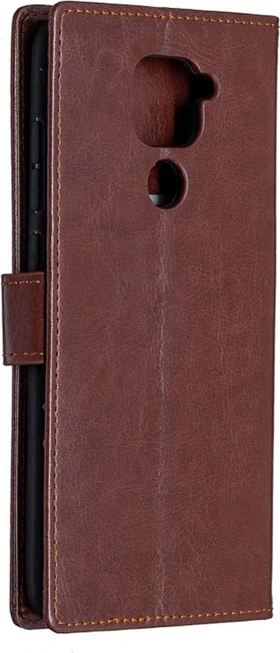 Xiaomi Redmi Note 9 Hoesjes – Bookcase Portemonnee Hoes – Pasjeshouder – Magneetsluiting – Bruin-Ilumina Benelux