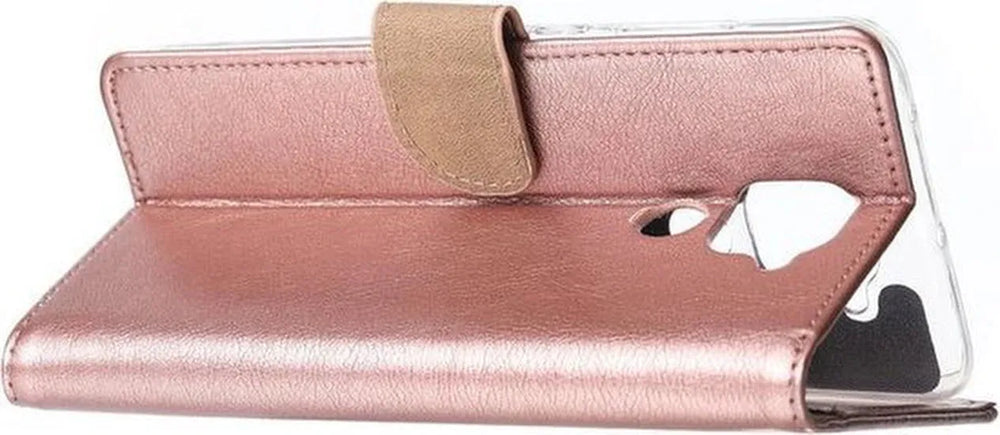 Xiaomi Redmi Note 9 Hoesjes – Bookcase Portemonnee Hoes – Pasjeshouder – Magneetsluiting – Roségoud-Ilumina Benelux