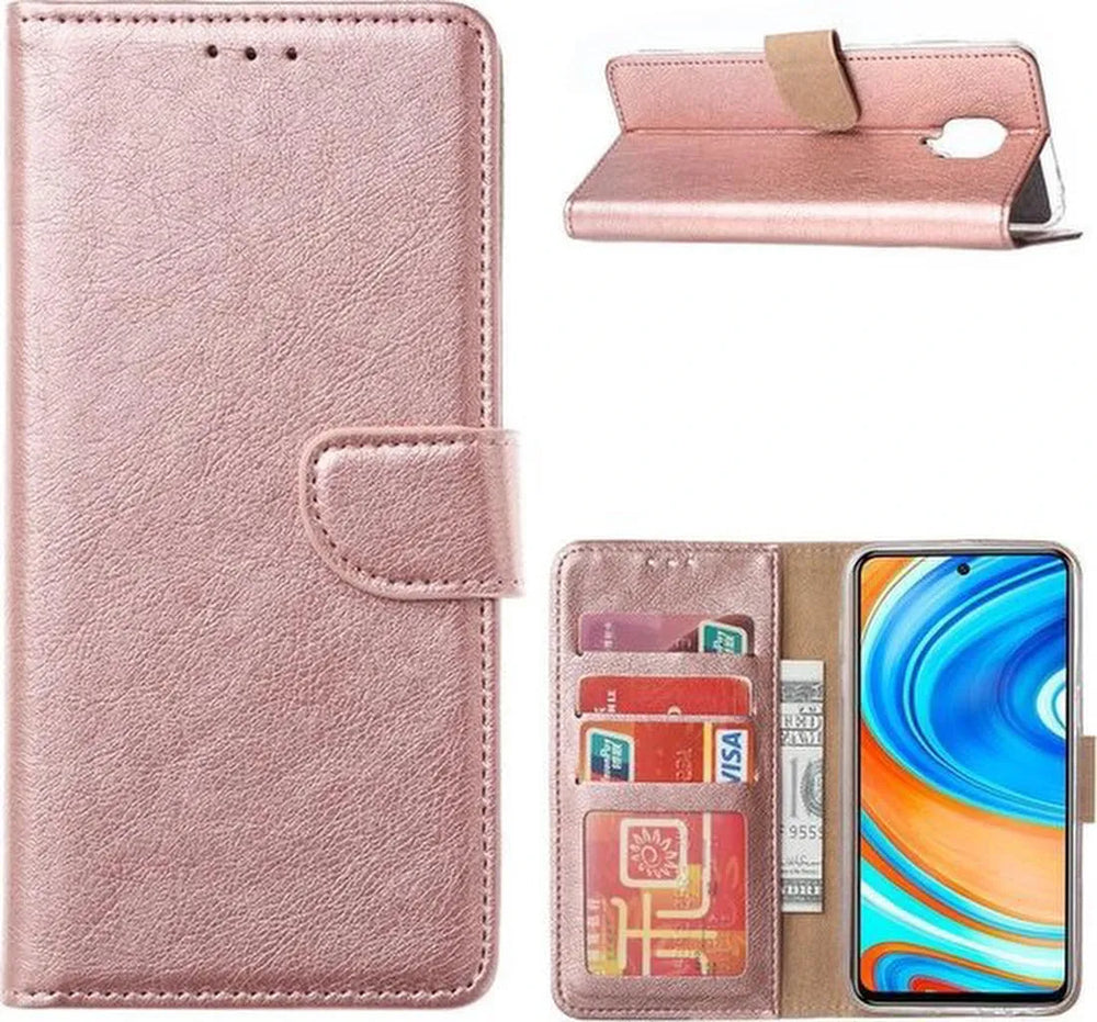 Xiaomi Redmi Note 9 Pro / Note 9S Hoesjes – Bookcase Portemonnee Hoes – Pasjeshouder – Magneetsluiting – Roségoud-Ilumina Benelux