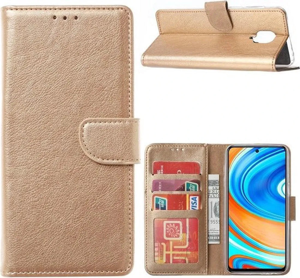 Xiaomi Redmi Note 9 Pro / Note 9S Hoesjes – Portemonnee Hoes – Pasjeshouder – Magneetsluiting – Goud-Ilumina Benelux