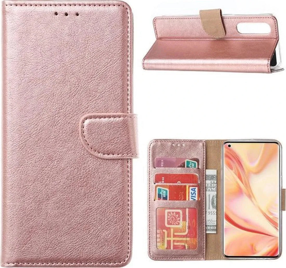 Oppo Find X2 Neo Hoesjes – Portemonnee Hoes – Pasjeshouder – Magneetsluiting – Roségoud-Ilumina Benelux