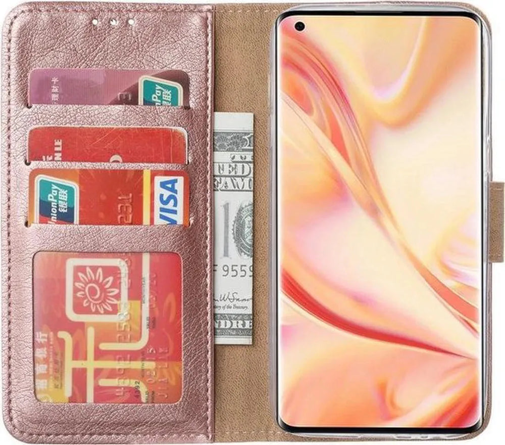 Oppo Find X2 Neo Hoesjes – Portemonnee Hoes – Pasjeshouder – Magneetsluiting – Roségoud-Ilumina Benelux
