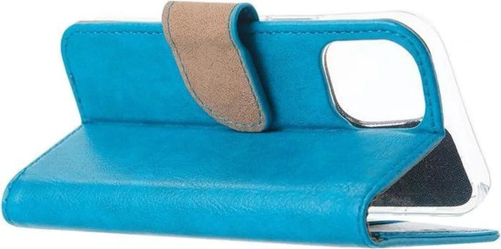 iPhone 12 Pro Hoesjes – Bookcase Portemonnee Hoes – Magneetsluiting – Incl. 2x Screenprotector Gehard Glas – Turquoise-Ilumina Benelux