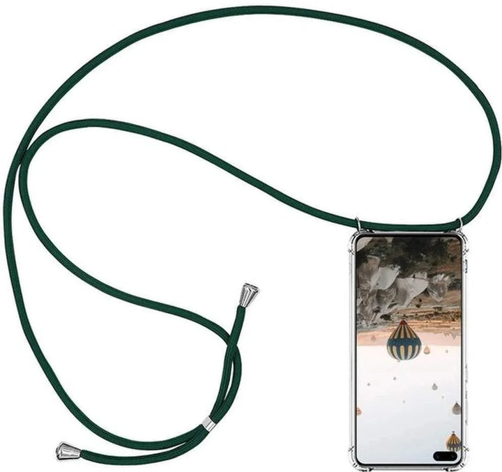 Huawei P40 Hoesjes – Transparante TPU Backcover met Koord – Schokbestendig – Draagriem Schouder/Nek-Ilumina Benelux