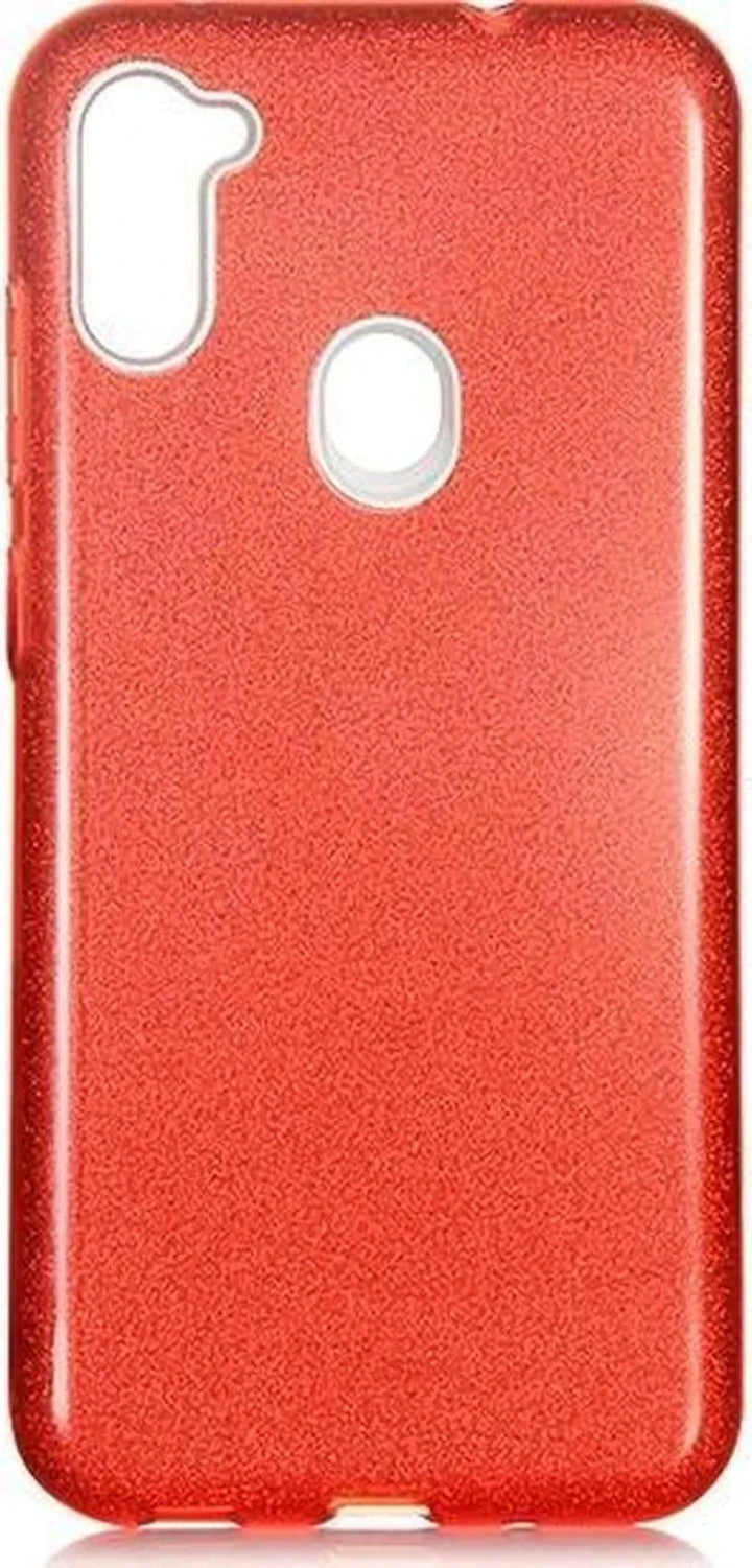 Samsung Galaxy A11 Hoesjes – Siliconen TPU Backcover – Glitter BlingBling – Schokbestendig – Rood-Ilumina Benelux