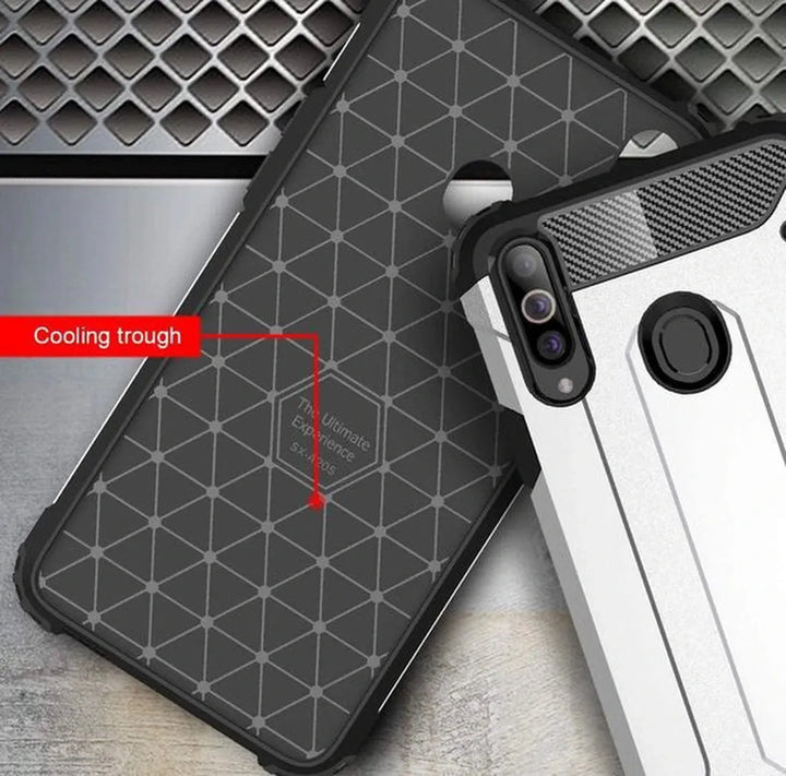 Samsung Galaxy A20S Hoesjes – Armor Hybrid Backcover – Schokbestendig – Goud-Ilumina Benelux