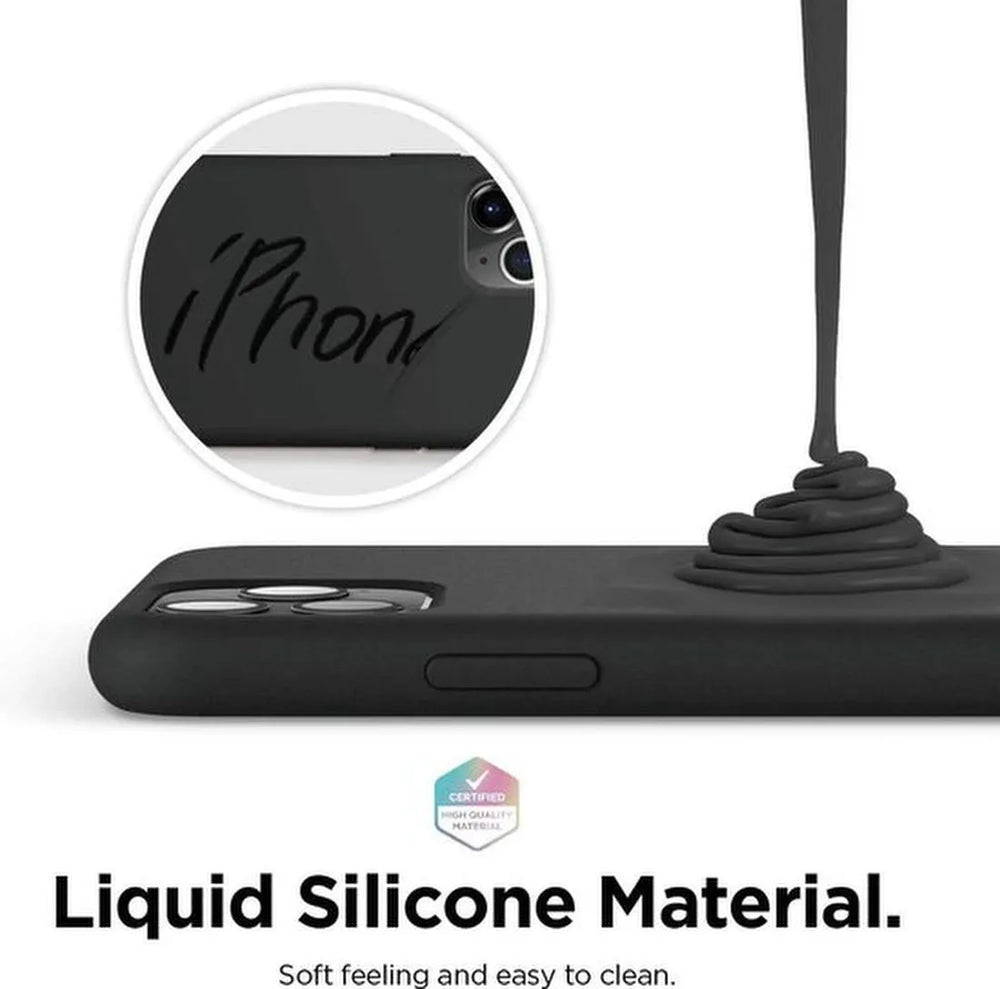 iPhone 12 Mini Hoesjes – Liquid Siliconen Backcover – Soft Touch – Schokbestendig – Zwart-Ilumina Benelux