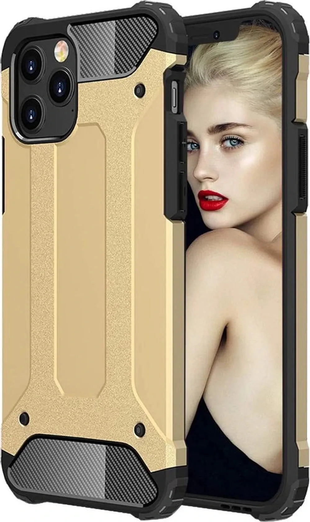 iPhone 12 mini Hoesjes – Hybrid Armor Backcover – Heavy Duty – Schokbestendig – Goud-Ilumina Benelux