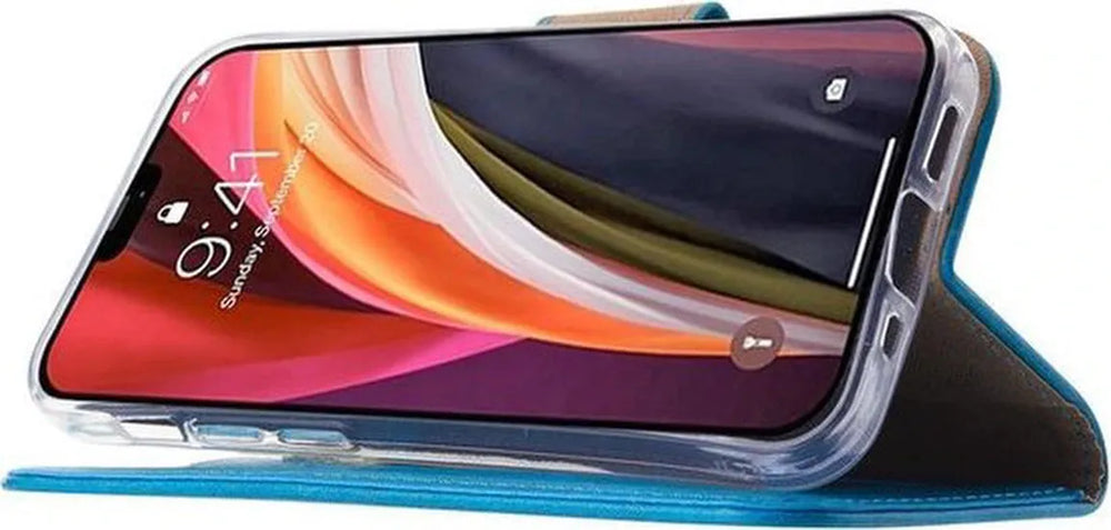 iPhone 12 Hoesjes – Portemonnee Bookcase – Magneetsluiting – Turquoise – Incl. 2x Gehard Glas Screenprotector-Ilumina Benelux