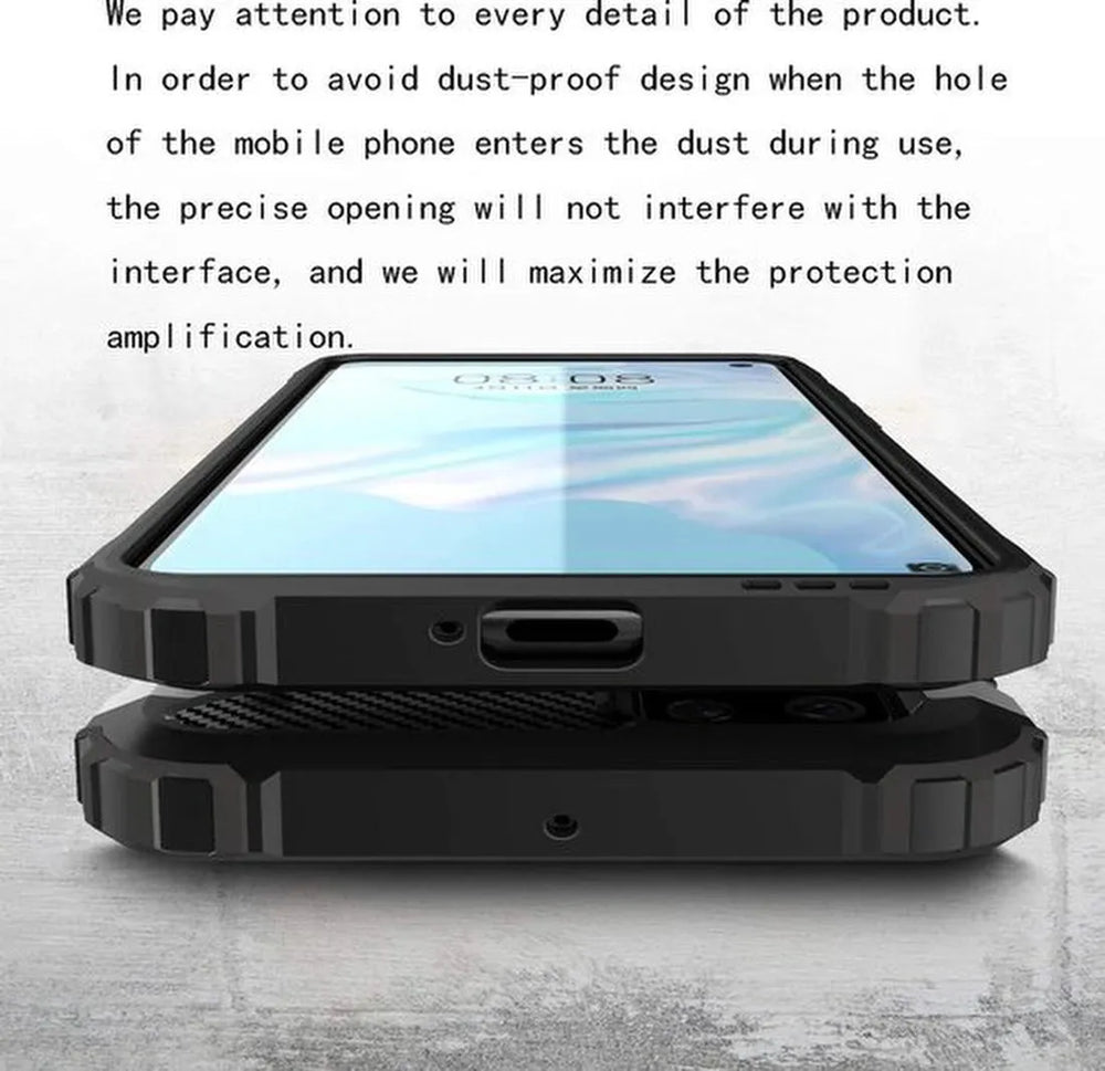Huawei P40 Hoesjes – Armor Hybrid Backcover – Schokbestendig – Zwart-Ilumina Benelux