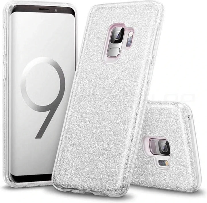 Samsung Galaxy S9 Plus Hoesjes – Siliconen TPU Backcover – Glitter BlingBling Cover – Zilver-Ilumina Benelux