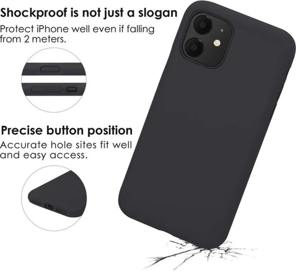 iPhone 12 Mini Hoesjes – TPU Siliconen Backcover – Inclusief 2x Screenprotector Gehard Glas – Zwart-Ilumina Benelux