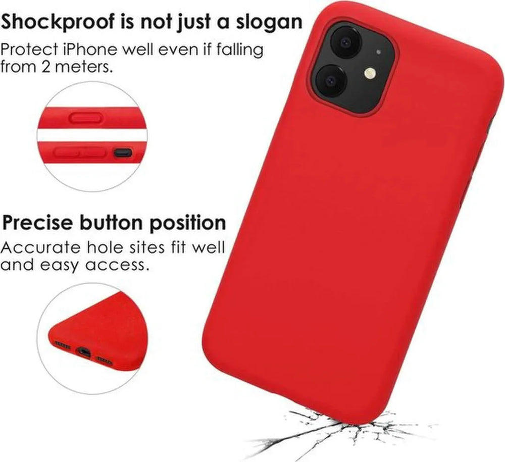iPhone 12 Mini Hoesjes – TPU Siliconen Backcover – Inclusief 2x Screenprotector Gehard Glas – Rood-Ilumina Benelux