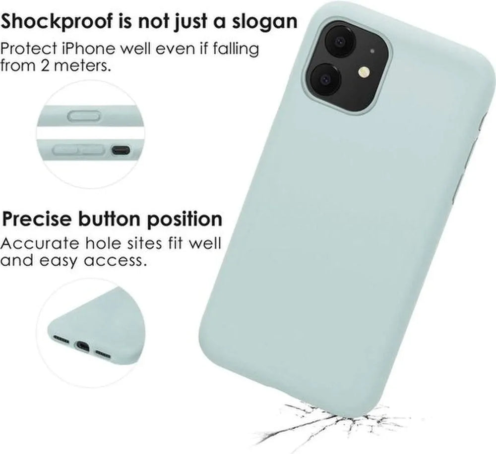 iPhone 12 Mini Hoesjes – TPU Siliconen Backcover – Inclusief 2x Gehard Glas Screenprotector – Cyaan Blauw-Ilumina Benelux