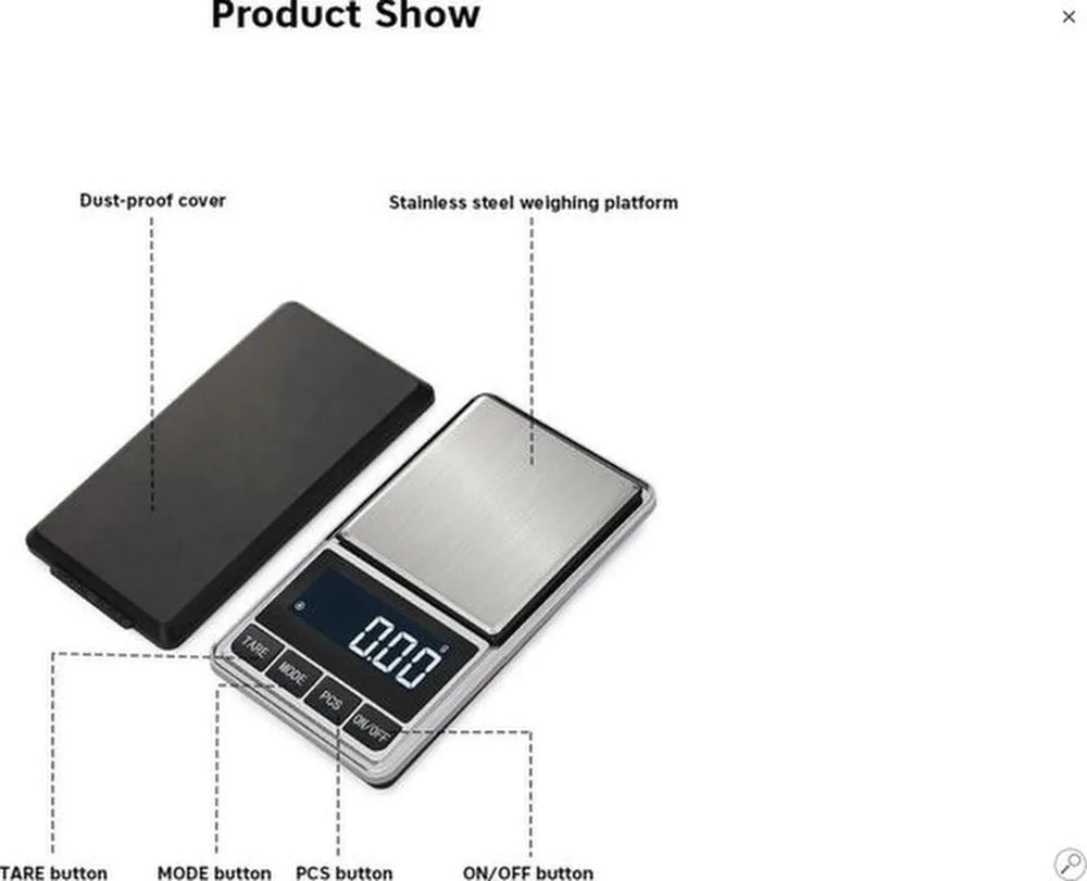 Digitale zakweegschaal 0,01–200g – Hoge precisie – Tarra functie – LCD display – Compact & draagbaar-Ilumina Benelux