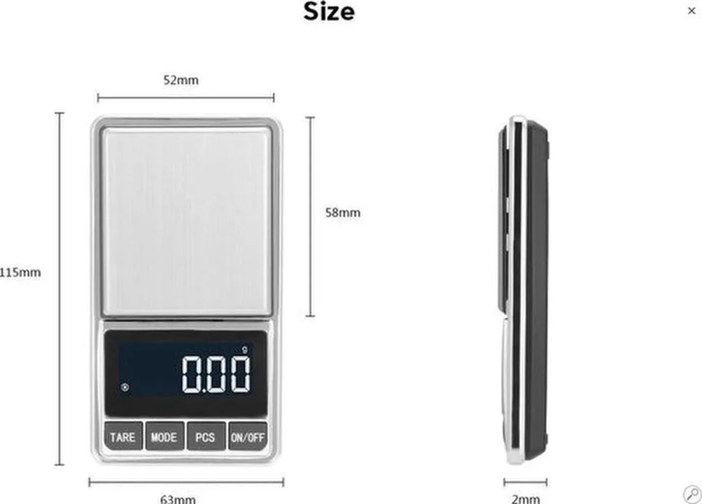 Digitale zakweegschaal 0,01–200g – Hoge precisie – Tarra functie – LCD display – Compact & draagbaar-Ilumina Benelux