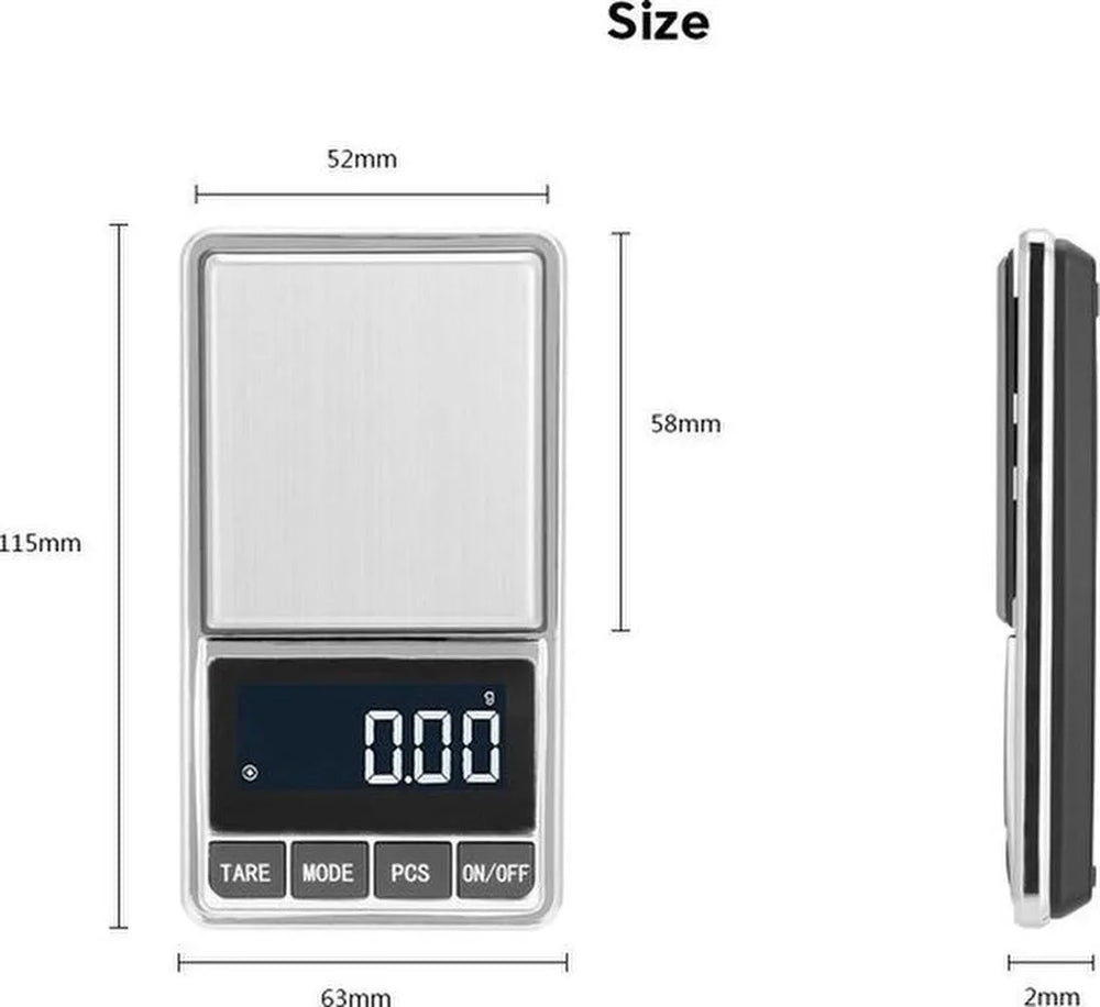 Digitale zakweegschaal 0,01–200g – Hoge precisie – Tarra functie – LCD display – Compact & draagbaar-Ilumina Benelux