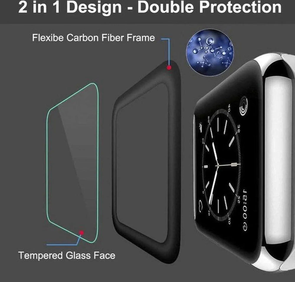 Screenprotector – Geschikt voor Apple Watch 42mm Series 1/2/3 – Gehard Glas – Anti-kras – Transparant – 2 stuks-Smartwatchscreenprotector-Ilumina Benelux