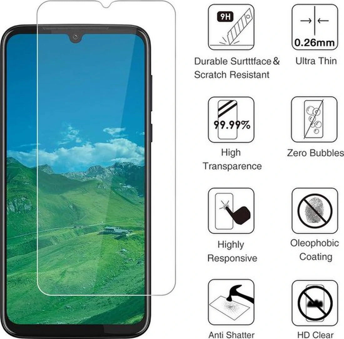 Screenprotector - Geschikt voor Motorola Moto G8 Plus - 9H Glas (2-Pack)