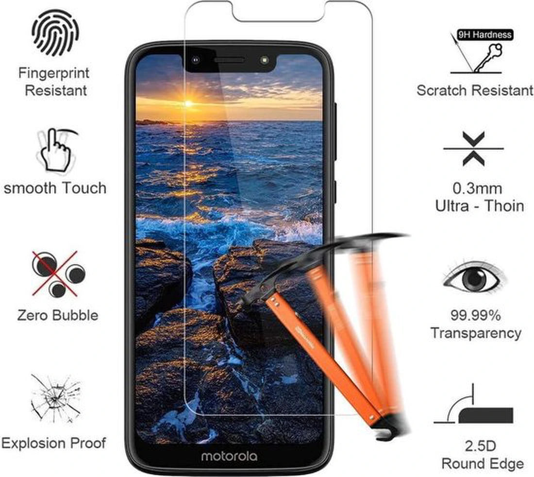 Screenprotector - Geschikt voor Motorola Moto G7 Play - 9H Glas (3-Pack)