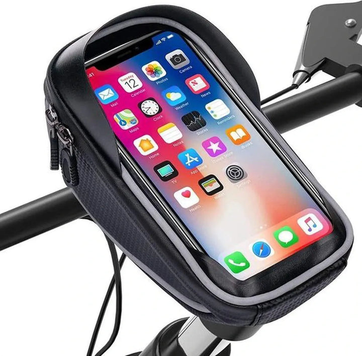Telefoonhouder fiets – Stuurtas met opbergvak – Waterdicht – Reflecterend met zonnescherm – Zwart-Ilumina Benelux