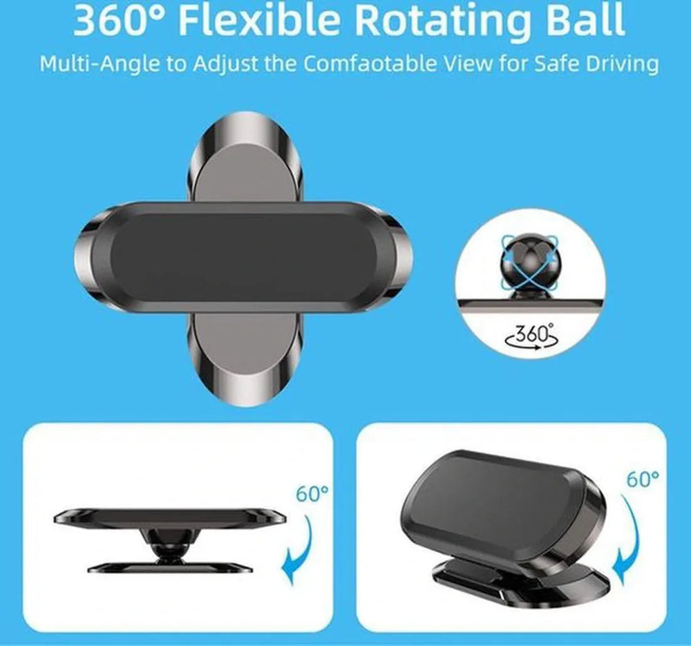 Telefoonhouder auto – Magnetisch – 360° Draaibaar – Magneetstrip Sticker – Zilver – Luxe Bass LB-437-Ilumina Benelux