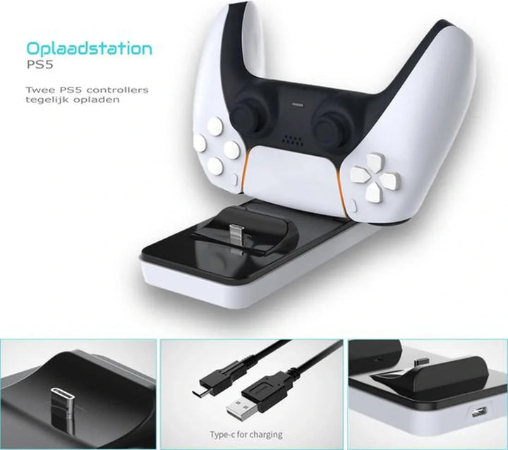 Oplaadstation – Geschikt voor PS5 DualSense Controllers – BrightSide – Dual Oplader – LED Indicator-Oplaadstation controllers-Ilumina Benelux