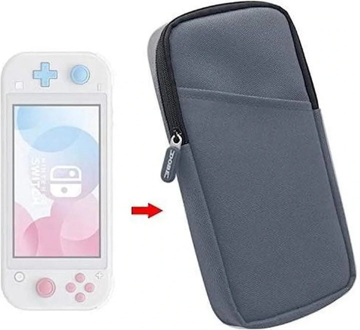 Opbergkoffer – Geschikt voor Nintendo Switch Lite – Ritsbescherming – Nylon Softcase – Grijs-Ilumina Benelux