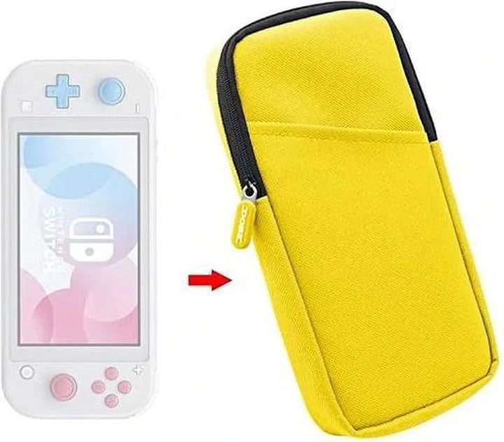 Opbergkoffer – Geschikt voor Nintendo Switch Lite – Nylon Beschermhoes met Rits – Zachte Tas – Geel-Ilumina Benelux