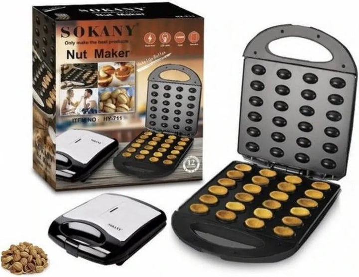 Broodrooster koekjes en noten – 24-delige bakmal – SOKANY HY-711 – Anti-aanbak – Zwart-Broodrooster-Ilumina Benelux