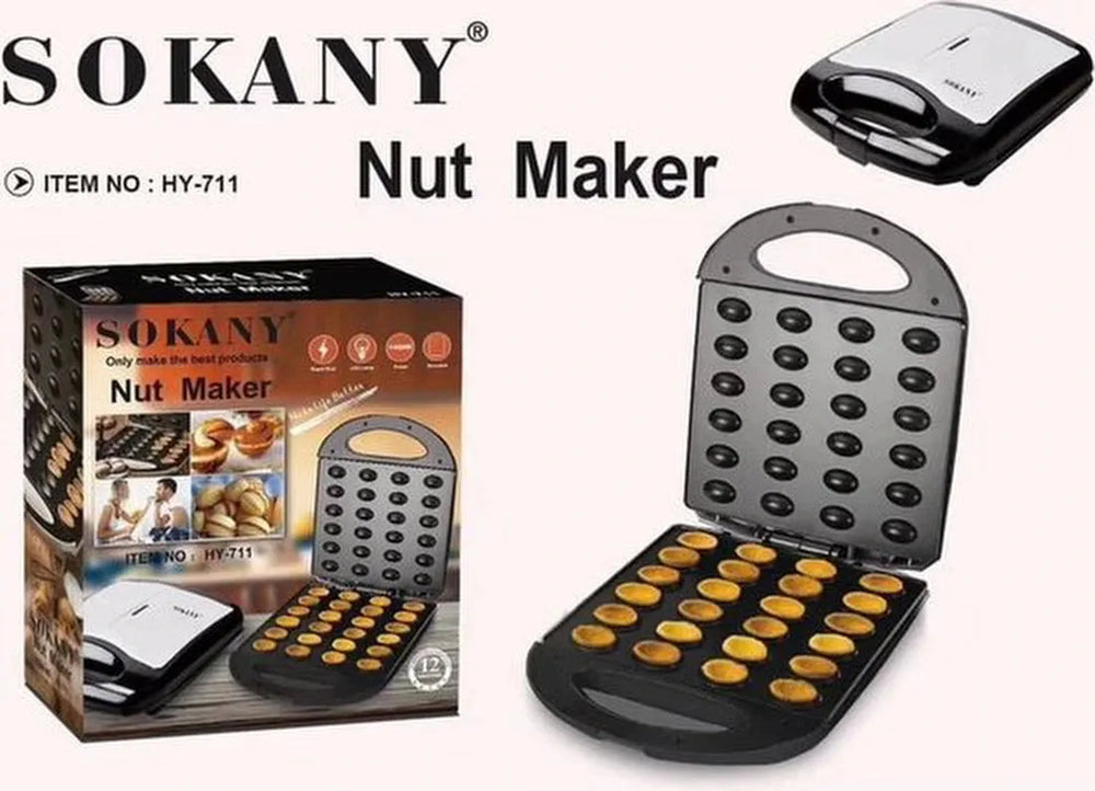 Broodrooster koekjes en noten – 24-delige bakmal – SOKANY HY-711 – Anti-aanbak – Zwart-Broodrooster-Ilumina Benelux